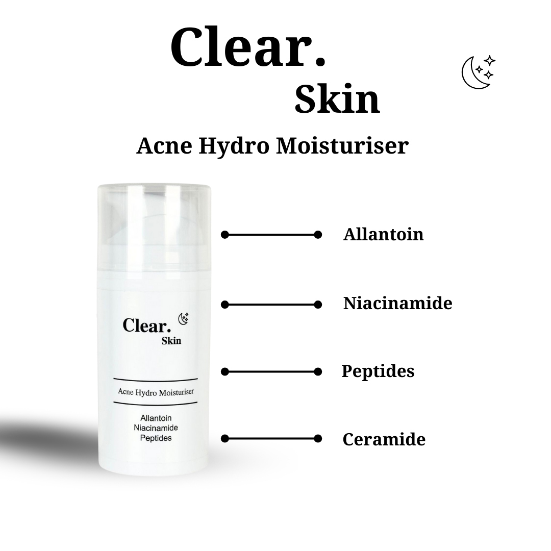 Clear. Skin Acne Hydro Moisturiser with Allatoin, Niacinamide & Peptides 80ml